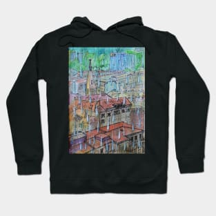 Watercolor Sketch - Genève, Saint-François from Champel on a Rainy Day Hoodie